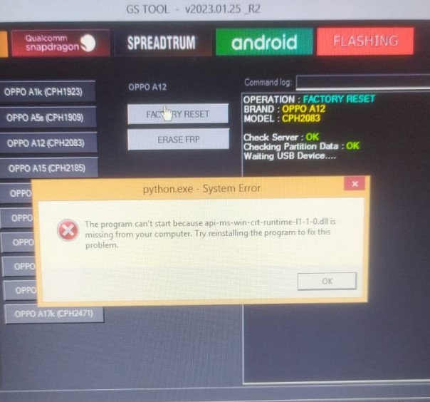 Pythone System Error Gstool