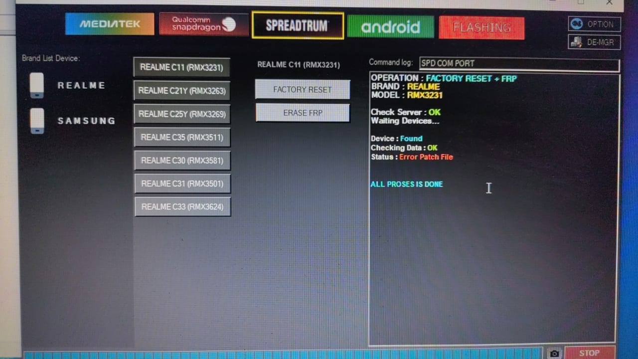 Pola Realme C11 SPD Gstool